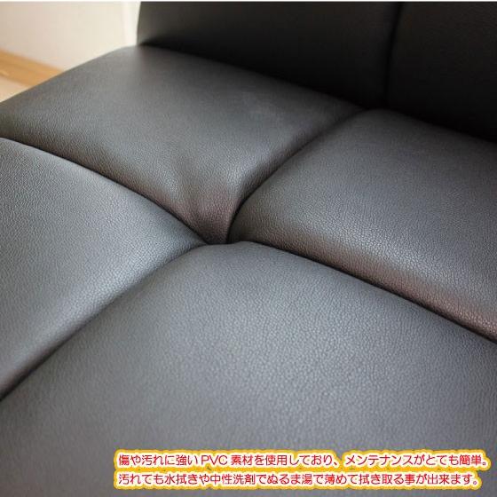 幅196cm・PVCレザー製ソファーベッド・黒ブラック（合製皮革／3人掛） |  | 03