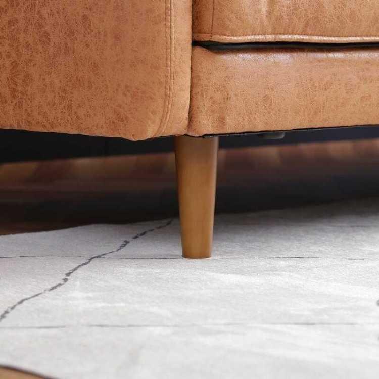 ソファ ソファー 3人 ブラウン レザー調 お洒落 ヴィンテージ レトロ