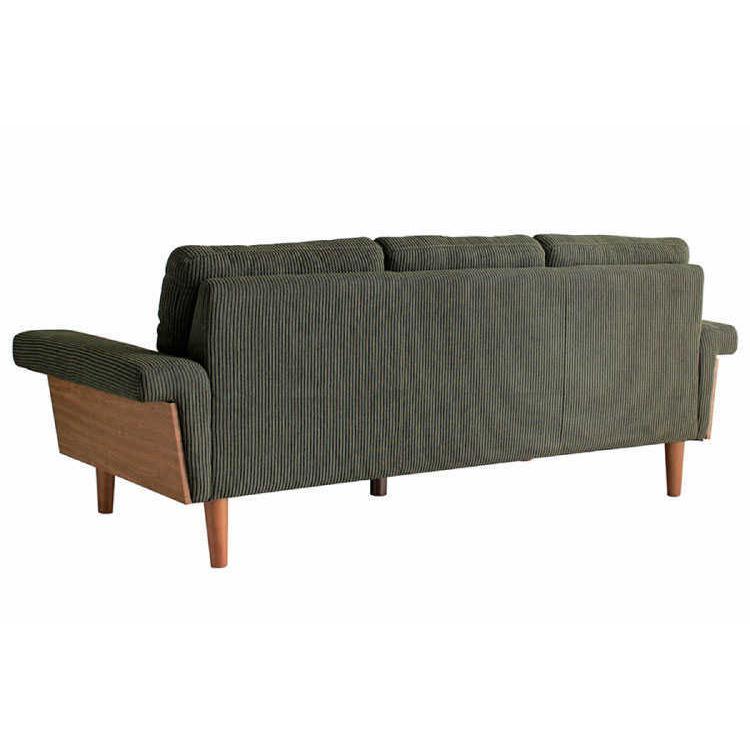 ソファー　3人掛け　幅198cm　布製　コーデュロイ　木製フレーム　ウッド　肘掛付　肘付 　ファミリー　リビングソファ　モスグリーン |  | 04
