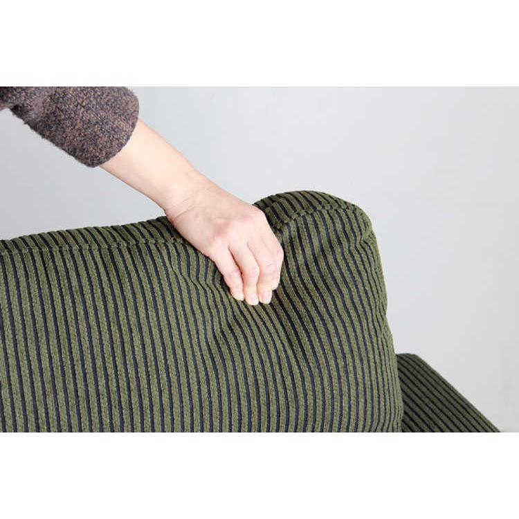 ソファー　3人掛け　幅198cm　布製　コーデュロイ　木製フレーム　ウッド　肘掛付　肘付 　ファミリー　リビングソファ　モスグリーン |  | 06