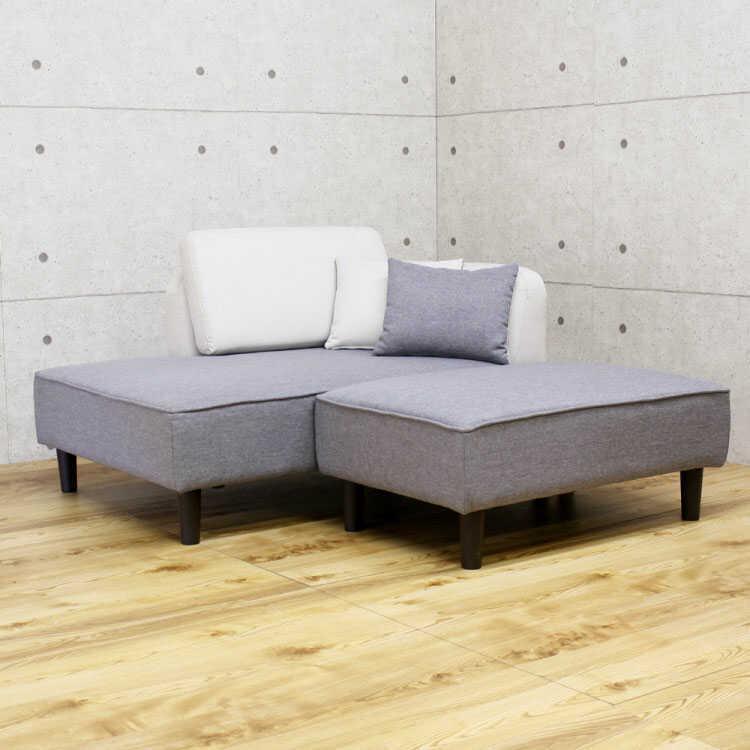 カウチソファー 130cm 190cm ワイドスツール付 布張り カジュアル アイボリー 電源コンセント付 |  | 02