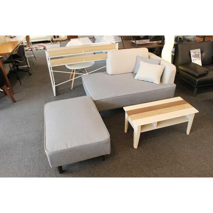 カウチソファー 130cm 190cm ワイドスツール付 布張り カジュアル アイボリー 電源コンセント付 |  | 08