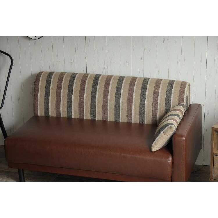 ソファ ソファー 2人掛け 片肘 おしゃれ レトロ ストライプ 合皮
