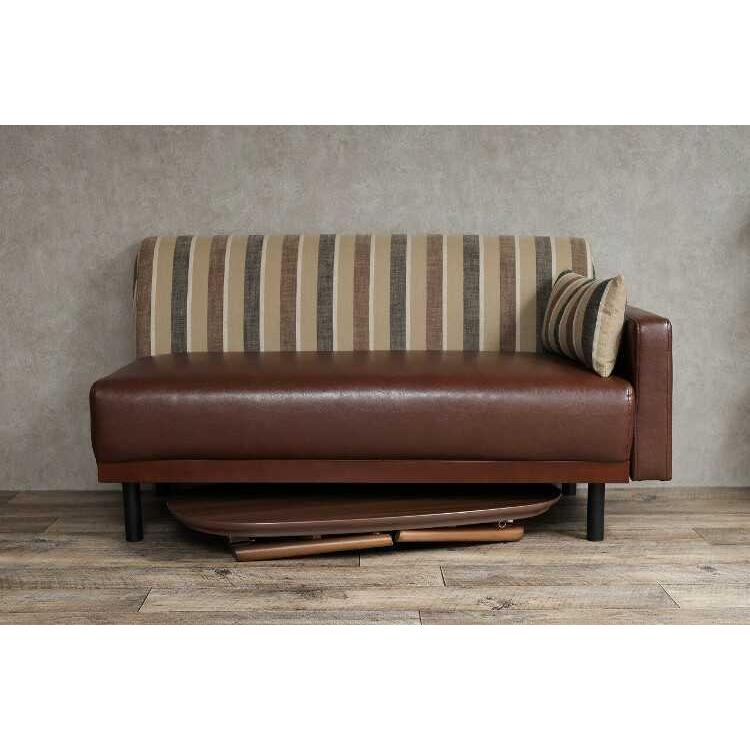 ソファ ソファー 2人掛け 片肘 おしゃれ レトロ ストライプ 合皮
