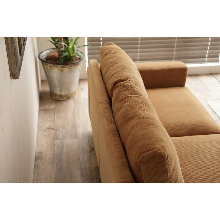 ソファー 幅156cm コーデュロイ 2人掛け 肘掛け付 キャメル色