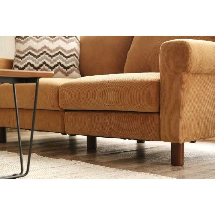 ソファー 幅156cm コーデュロイ 2人掛け 肘掛け付 キャメル色