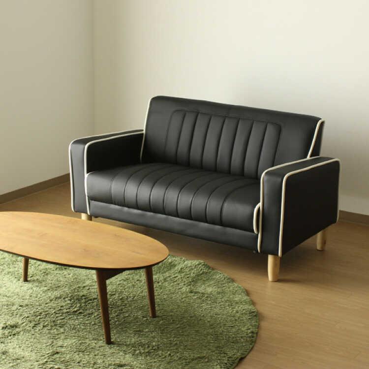 ソファー ソファ 2人掛け おしゃれ レトロ かっこいい 合皮 レザー 黒 ブラック アメリカン 幅124cm 2p 二人用 肘あり ロー 簡単組立 Sf 4067 インテリアル 通販 Yahoo ショッピング