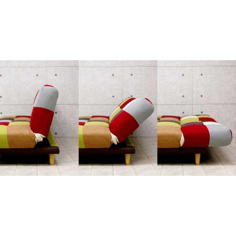 ソファ ソファーベッド おしゃれ 北欧 3人掛け パッチワーク カラフル 幅180 リクライニング ローソファ リビング 一人暮らし 子供部屋 ボタン |  | 10