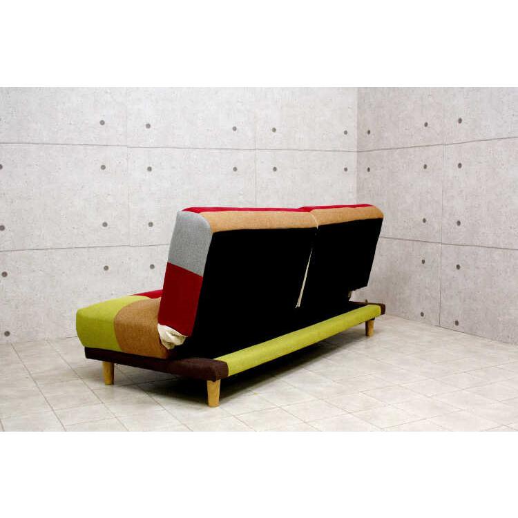 ソファ ソファーベッド おしゃれ 北欧 3人掛け パッチワーク カラフル 幅180 リクライニング ローソファ リビング 一人暮らし 子供部屋 ボタン |  | 11