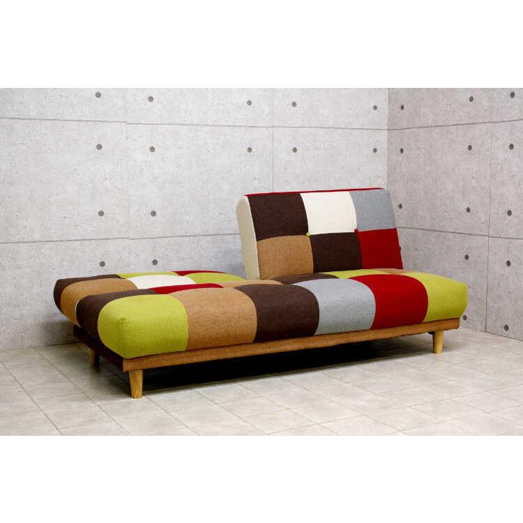 ソファ ソファーベッド おしゃれ 北欧 3人掛け パッチワーク カラフル 幅180 リクライニング ローソファ リビング 一人暮らし 子供部屋 ボタン |  | 04