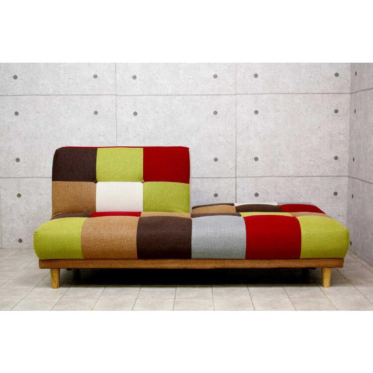 ソファ ソファーベッド おしゃれ 北欧 3人掛け パッチワーク カラフル 幅180 リクライニング ローソファ リビング 一人暮らし 子供部屋 ボタン |  | 09