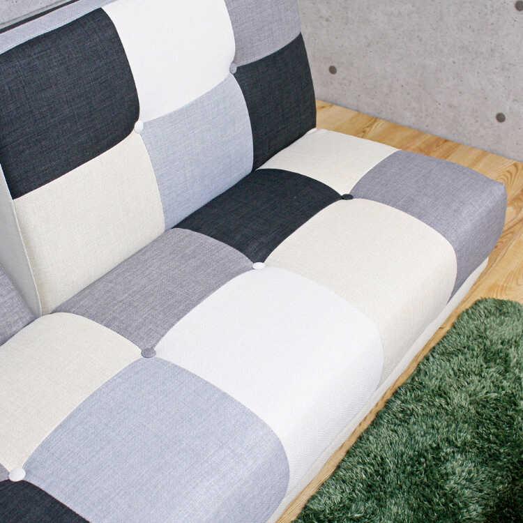 ソファベッド ソファー おしゃれ パッチワーク 3人掛け 幅180 ベッド ファブリック 木脚 モノトーン リクライニング ソファ 肘なし 北欧 |  | 09