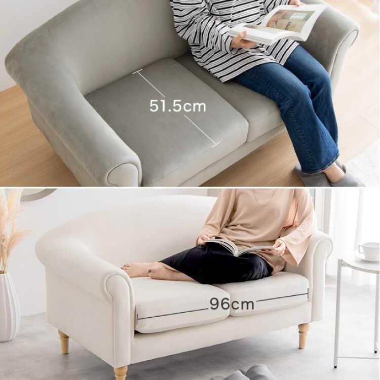 ソファー 2人掛け アイボリー ベロア おしゃれ ソファ 上品 フレンチ