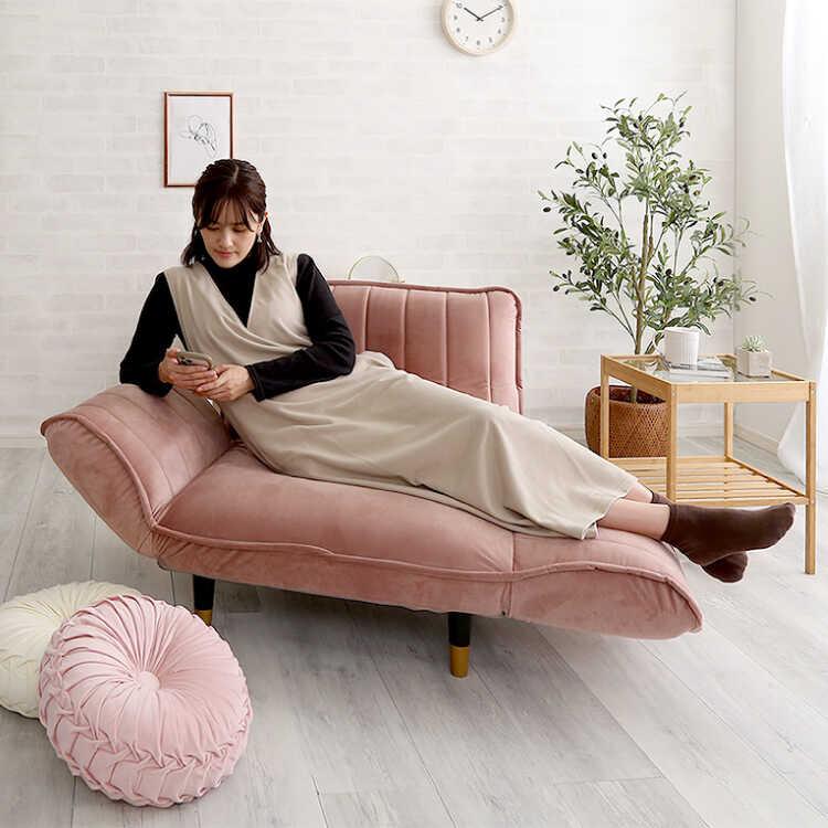 一人掛けソファ ひとりがけ 一人掛け椅子 ピンク おしゃれ コンパクト かわいい リクライニング機能 肘置き オットマン 一人暮らし ワンルーム |  | 03