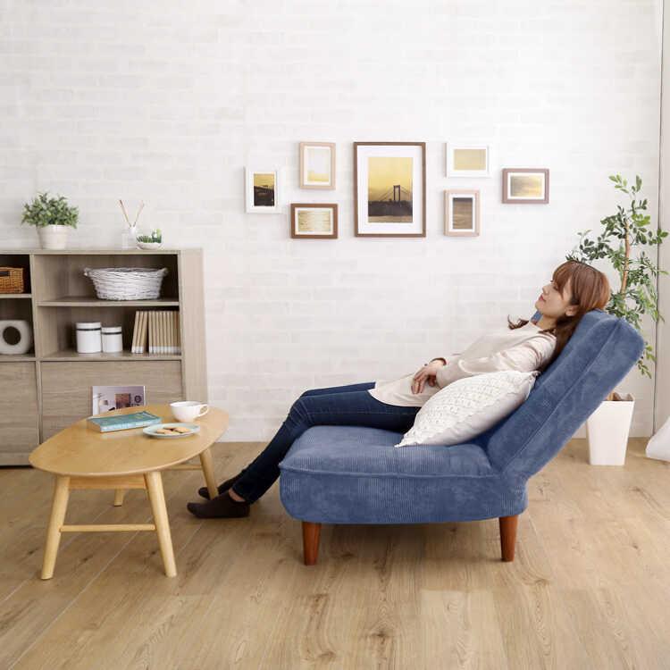 二人掛けソファ 小さめ 幅120 布製 ネイビー 青色 コーデュロイ