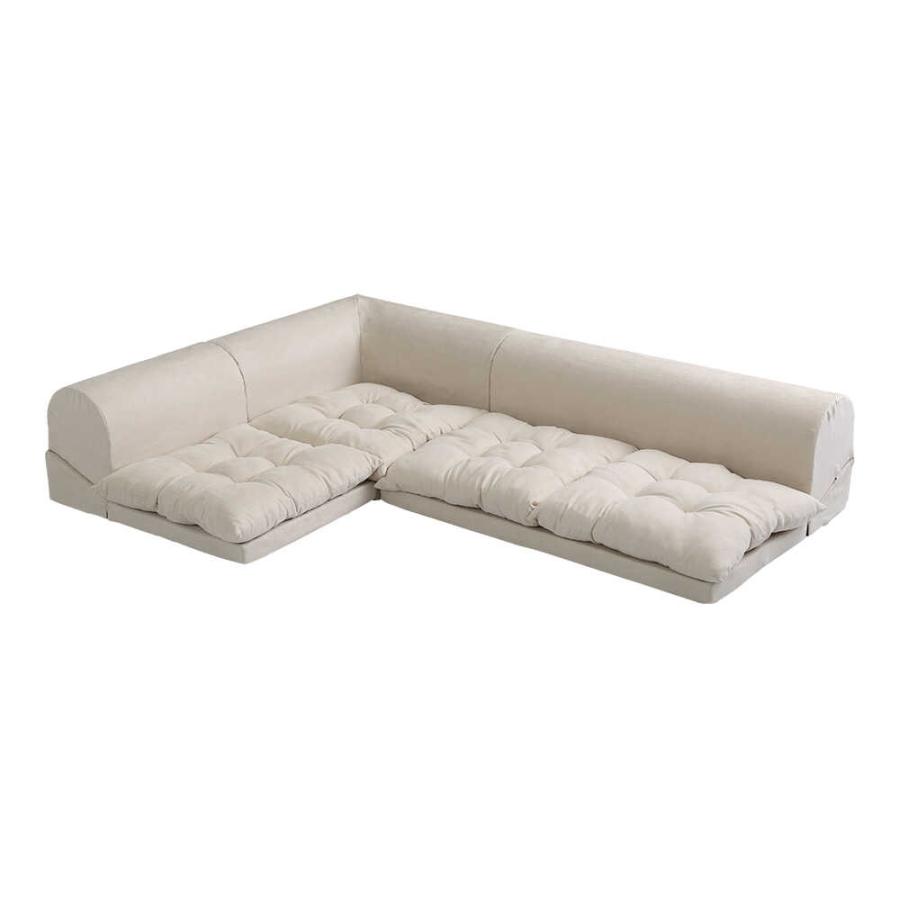 フロアソファー ローソファー L字ソファ 白 ホワイト 幅175 シンプル 3人掛け コーナー 分割 リクライニング 布製 ふかふか 国産 低い |  | 13