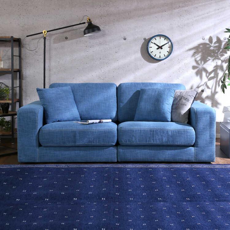 2人掛けソファー 2人用 幅177 デニム風 ブルー 青色 おしゃれ