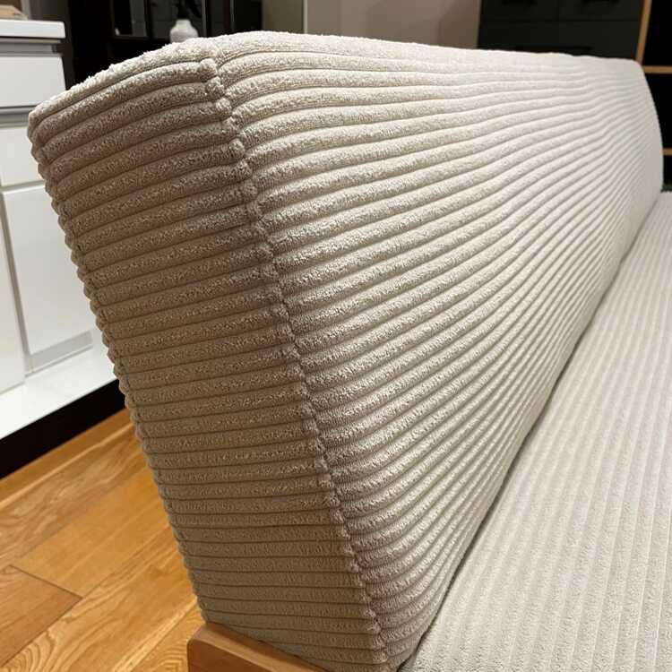 幅189cm・北欧風布製ソファーベッド ベージュ色 クッション2個付き ファブリック張り おしゃれ かわいい 天然木ラバーウッド製 シンプル 家具 インテリア |  | 10