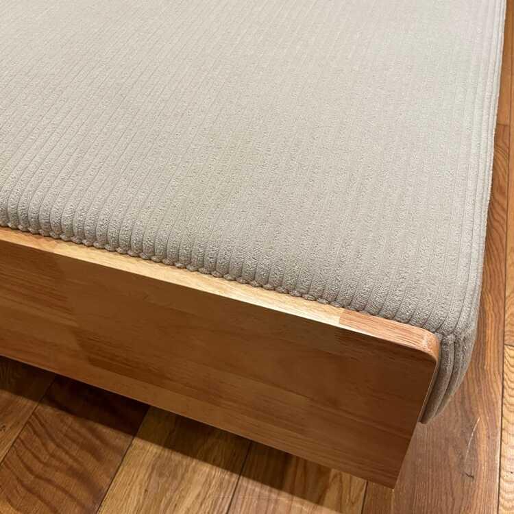 幅189cm・北欧風布製ソファーベッド ベージュ色 クッション2個付き ファブリック張り おしゃれ かわいい 天然木ラバーウッド製 シンプル 家具 インテリア |  | 09