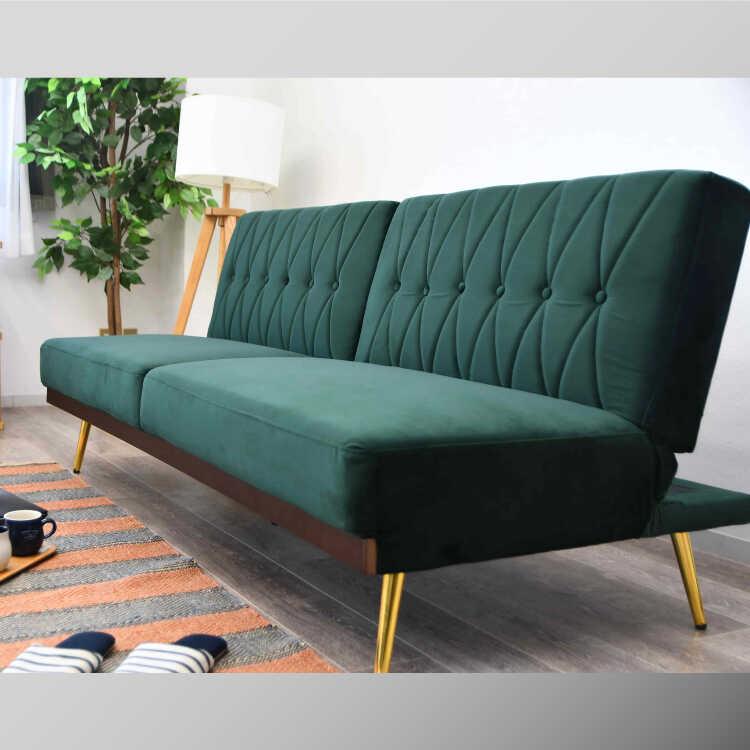 ベンチソファ ベット ベルベット生地 Fresh Green Color ベルベットソファでラグジュアリーなリビングダイニング | NOCE