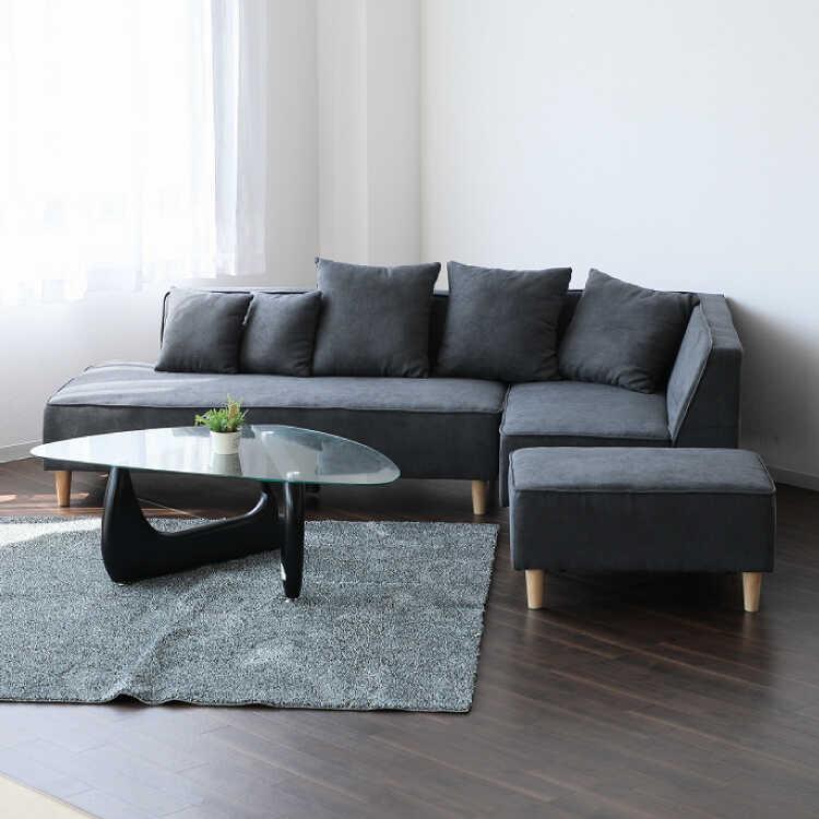 幅193cm・レイアウト組み替え自由な3点セット！布製コーナーソファー ダークグレー色 ロータイプOK 開梱設置サービス付き リビング シンプル かっこいい お洒落 |  | 10