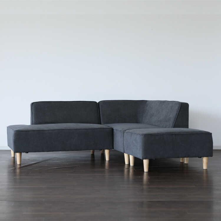 幅193cm・レイアウト組み替え自由な3点セット！布製コーナーソファー ダークグレー色 ロータイプOK 開梱設置サービス付き リビング シンプル かっこいい お洒落 |  | 02