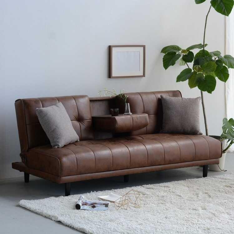 幅180cm・ミニテーブル付きソファーベッド シリコンフィル・ファブリックレザー張り Sバネ ウレタンフォーム 木  おしゃれ リクライニング ファニチャー 家具 |  | 05