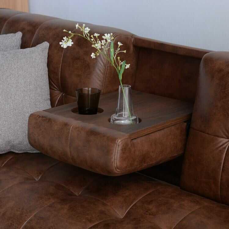 幅180cm・ミニテーブル付きソファーベッド シリコンフィル・ファブリックレザー張り Sバネ ウレタンフォーム 木  おしゃれ リクライニング ファニチャー 家具 |  | 08