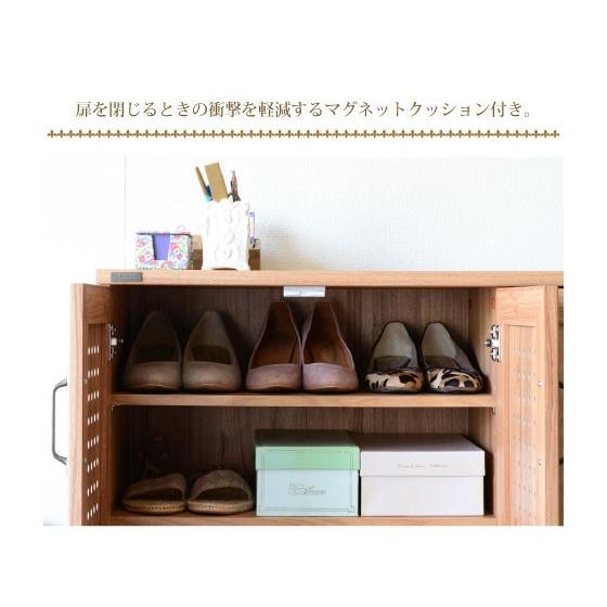 シューズボックス 大容量 幅87cm パンチング扉 ロータイプ ワイド 3枚扉 通気性 両開き 片開き 移動棚 北欧 おしゃれ 玄関収納 靴箱 下駄箱 |  | 13