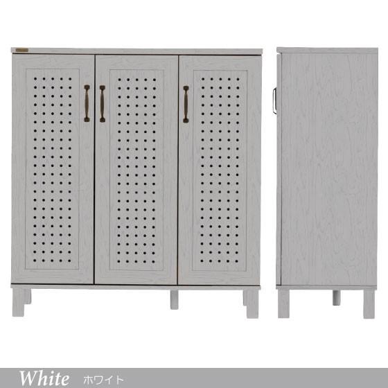 シューズボックス 大容量 幅87cm パンチング扉 ロータイプ ワイド 3枚扉 通気性 両開き 片開き 移動棚 北欧 おしゃれ 玄関収納 靴箱 下駄箱 |  | 02