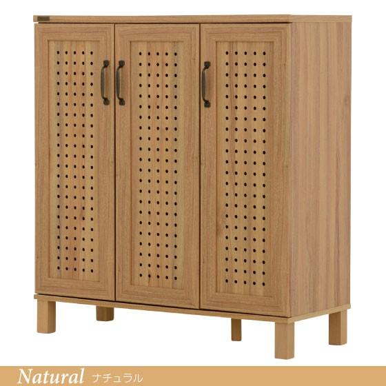 シューズボックス 大容量 幅87cm パンチング扉 ロータイプ ワイド 3枚扉 通気性 両開き 片開き 移動棚 北欧 おしゃれ 玄関収納 靴箱 下駄箱 |  | 04