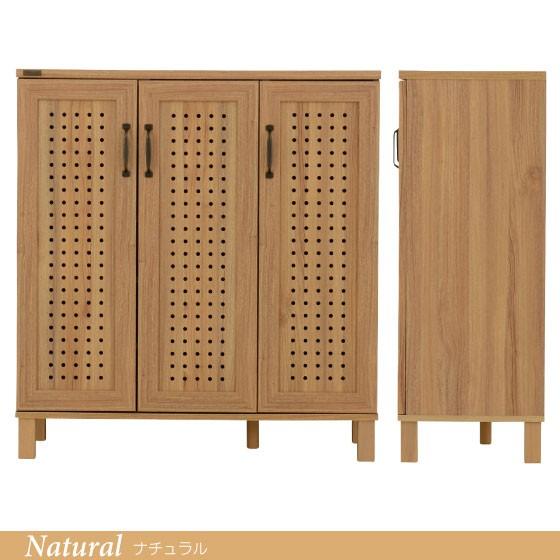 シューズボックス 大容量 幅87cm パンチング扉 ロータイプ ワイド 3枚扉 通気性 両開き 片開き 移動棚 北欧 おしゃれ 玄関収納 靴箱 下駄箱 |  | 05