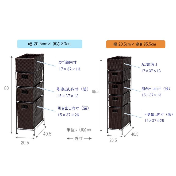 チェスト ランドリーチェスト 隙間収納 幅20cm スリム 3段 4段 洗面所