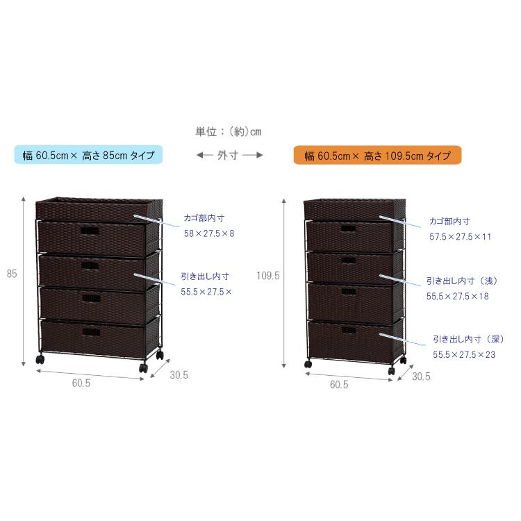 チェスト ランドリーチェスト 5段 完成品 キャスター付き 幅60cm 収納 洗面所 ランドリー スチール ラック おしゃれ シンプル ホワイト ブラウン |  | 10