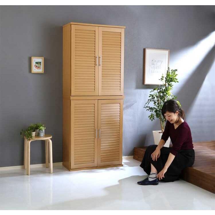 下駄箱 靴箱 シューズボックス 収納 玄関収納 大容量 ナチュラル スリム おしゃれ 幅75 2個セット ルーバー 扉 可動棚 北欧 棚 玄関 |  | 11