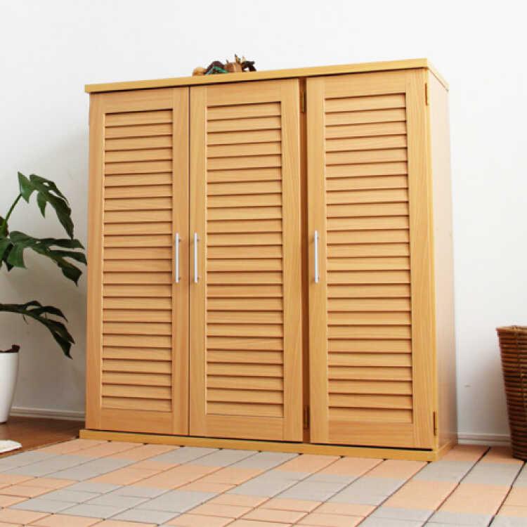 下駄箱 靴箱 シューズボックス 収納 玄関収納 大容量 ナチュラル色 幅90  ルーバー扉 おしゃれ 通気性 ロータイプ 低い 可動棚 シンプル |  | 01