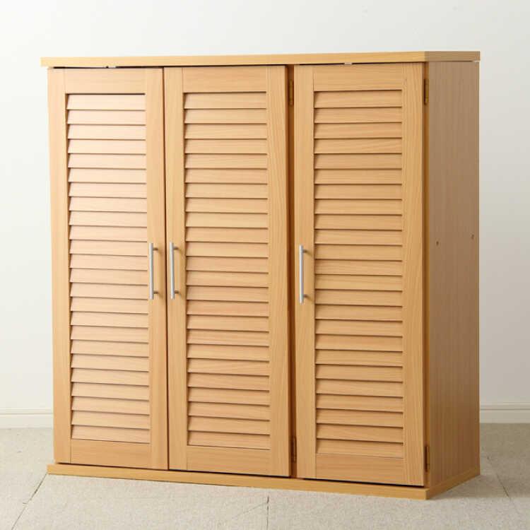 下駄箱 靴箱 シューズボックス 収納 玄関収納 大容量 ナチュラル色 幅90  ルーバー扉 おしゃれ 通気性 ロータイプ 低い 可動棚 シンプル |  | 07