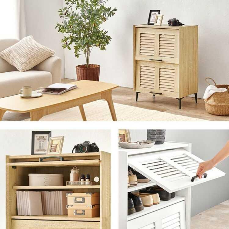 幅61cm・通気性の良いルーバー扉の下駄箱 2段タイプ 白 ホワイト シューズボックス シューズラック 玄関収納 おしゃれ シンプル 家具 インテリア ファニチャー |  | 16