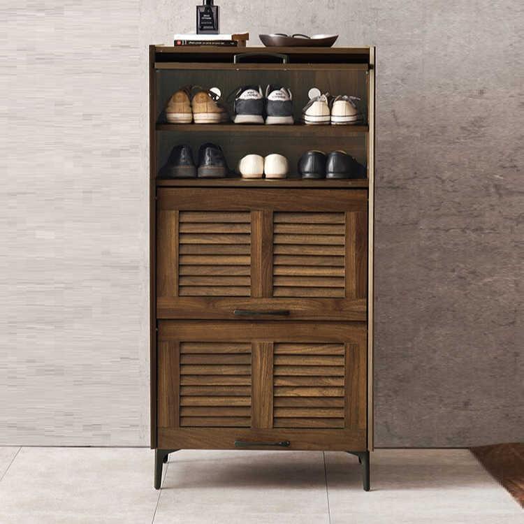 幅61cm・通気性の良いルーバー扉のシューズボックス 3段タイプ ブラウン色 シューズボックス シューズラック 玄関収納 おしゃれ シンプル 家具 ファニチャー |  | 01