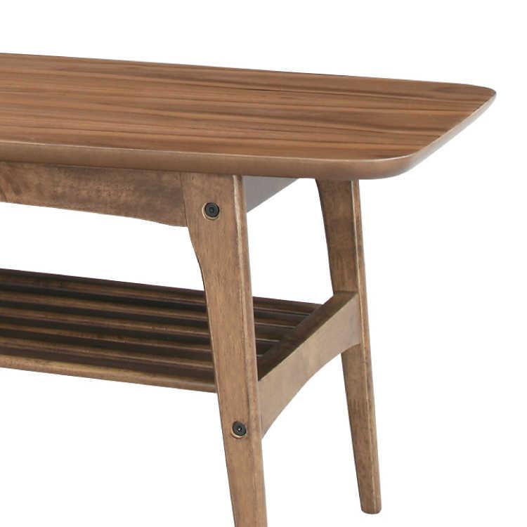 幅105cm・木製コーヒーテーブル（棚付き／天然木ウォールナット製） |  | 02