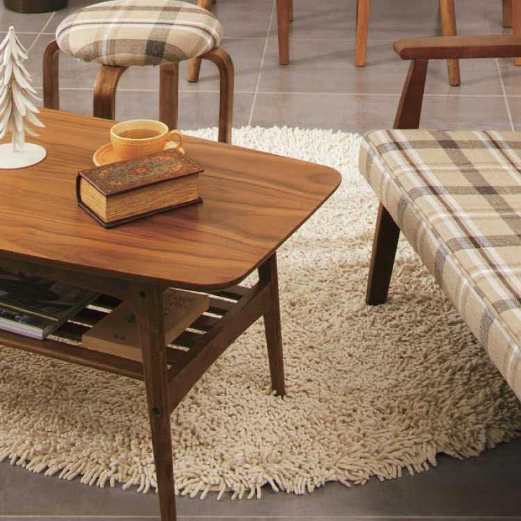 幅105cm・木製コーヒーテーブル（棚付き／天然木ウォールナット製） |  | 05