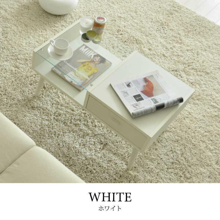 リビングテーブル　ガラス　ウッド調　収納付　棚　引き出し　ディスプレイ |  | 02