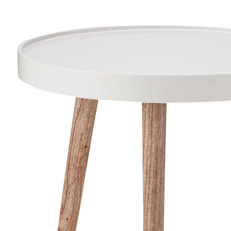 幅45cm・白ホワイト円形リビングテーブル（天然木ミンディ） |  | 02