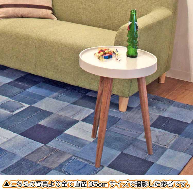 幅45cm・白ホワイト円形リビングテーブル（天然木ミンディ） |  | 04