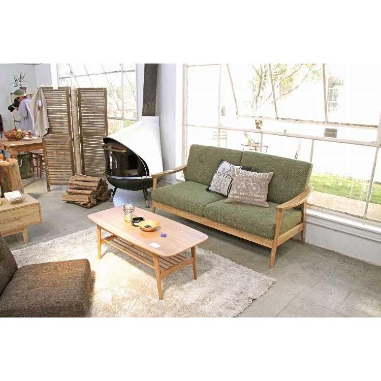 幅105cm・天然木アッシュ製リビングテーブル（棚板付き／ナチュラル） |  | 04