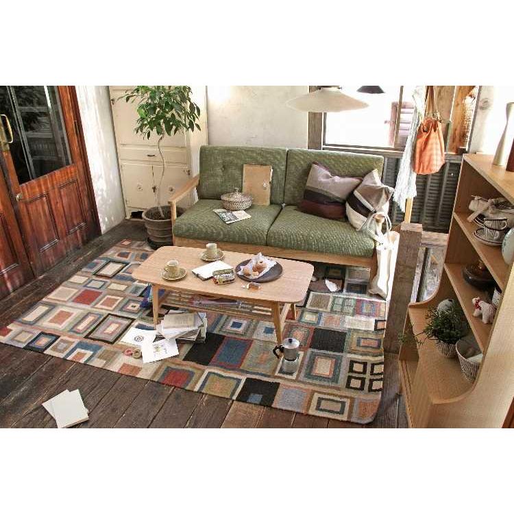 幅105cm・天然木アッシュ製リビングテーブル（棚板付き／ナチュラル） |  | 09