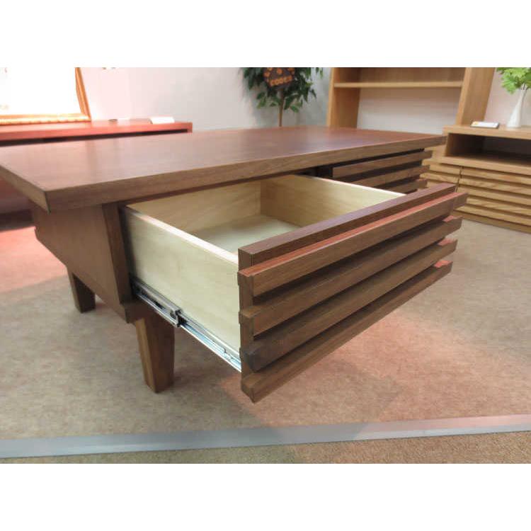 リビングテーブル 天然木製 ウォールナット オーク  幅102cm（引出し付き） |  | 10