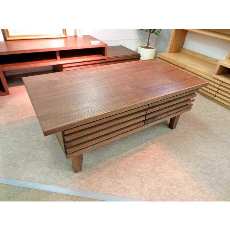 リビングテーブル 天然木製 ウォールナット オーク  幅102cm（引出し付き） |  | 14