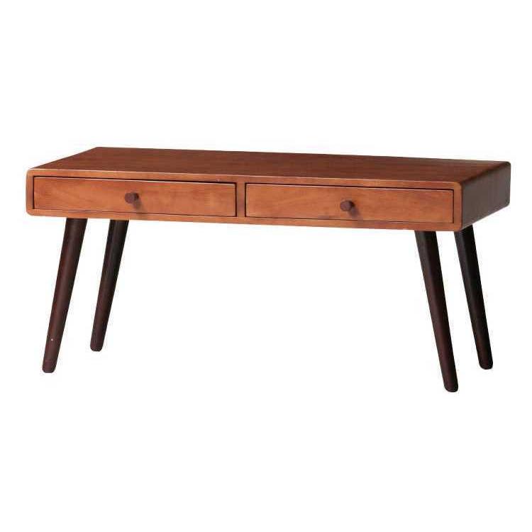 リビングテーブル 幅80cm 天然木製 ラバーウッド製 引き出し 収納付 完成品 ブラウン 北欧 和モダン |  | 01