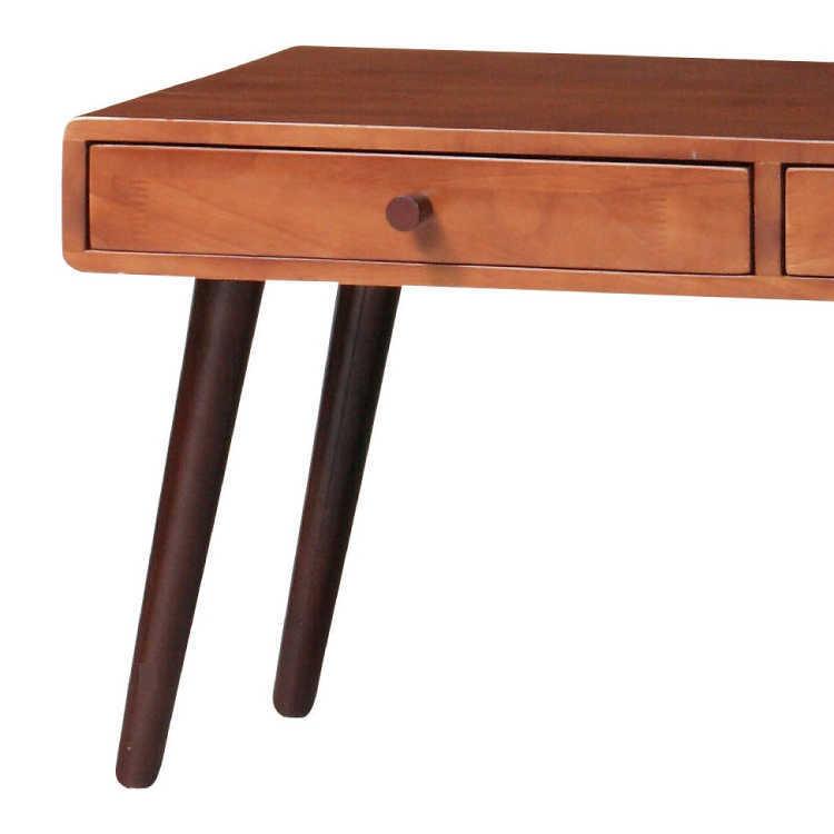 リビングテーブル 幅80cm 天然木製 ラバーウッド製 引き出し 収納付 完成品 ブラウン 北欧 和モダン |  | 02
